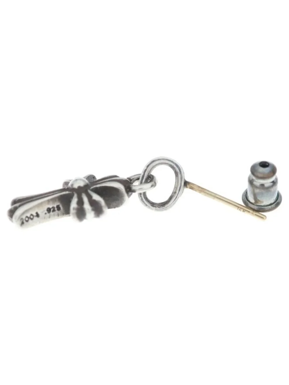 Chrome Hearts Bby Pprchn Baby Fat Cross Drop Earrings Silver